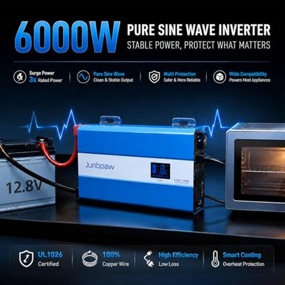 2080W Pure Sine Wave Power Inverter 12V to 120V