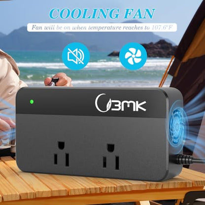 200W Car Power Inverter 12V DC to 110V AC Converter with 2 AC Outlets & 4 USB Ports