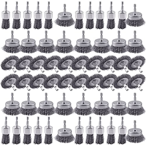 60 Pack Carbon Steel Wire Wheel Brush Set with 1 (60 Count)