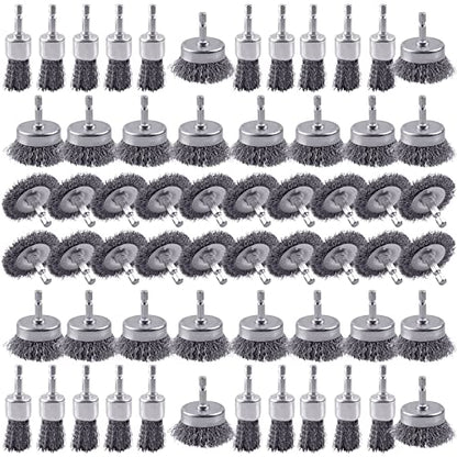 60 Pack Carbon Steel Wire Wheel Brush Set with 1 (60 Count)