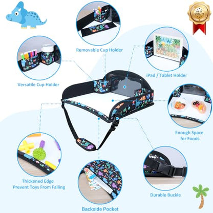 Kids Travel Tray for Carseat with Tablet Stand for Road Trip (2 Count)