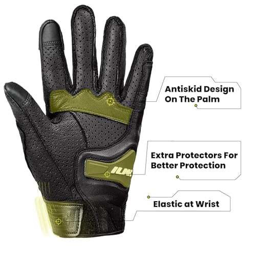 Goatskin Leather Motorcycle Motorbike Powersports Racing Gloves Touchscreen for Men and Women Model DN01