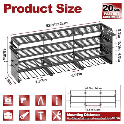 52" Metal Power Tool Organizer Wall Mount