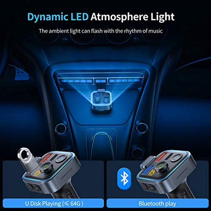 Bluetooth 5.3 FM Transmitter for Car Radio Adapter Charger