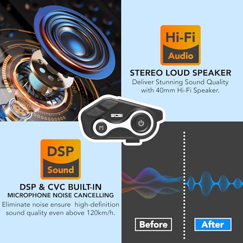 Motorcycle Bluetooth Intercom 1000m 2 Riders Motorbike Helmet Communication System Headset Universal Wireless Interphone (2 Count)