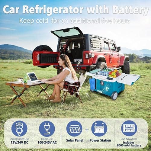 Car Fridge 40Quart（36L） Portable 12 Volt Car Refrigerator Cooler with Wheels&Bluetooth Speaker&Handle&Battery Powered