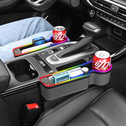 7 Color Led Car Seat Gap Organizer with 56W Cigarette Lighter Adapter