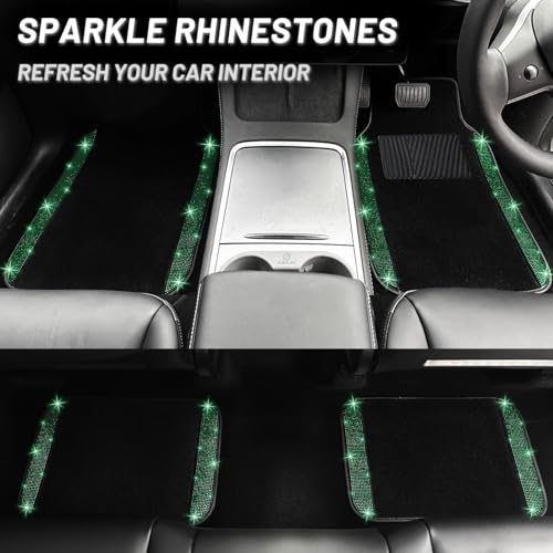 Bling Car Floor Mats Full Set and Steering Wheel Cover
