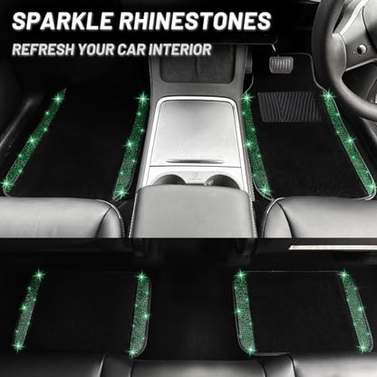 Bling Car Floor Mats Full Set and Steering Wheel Cover