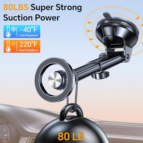 for MagSafe Car Mount【Windshield+Vent+Dash】Magnetic Phone Holder for Car Phone Holder Mount Cell Phone Holders for Your Car Accessories Suction Phone Mount for Car Truck Stand for iPhone 17 16