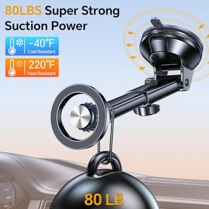for MagSafe Car Mount【Windshield+Vent+Dash】Magnetic Phone Holder for Car Phone Holder Mount Cell Phone Holders for Your Car Accessories Suction Phone Mount for Car Truck Stand for iPhone 17 16
