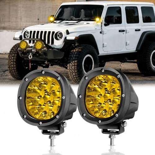 2PCS 4 Inch Amber LED Fog Lights 90W Round Off Road Driving Lights (2 Count)