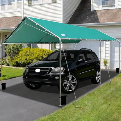 10'x20' Carport Heavy Duty Galvanized Car Canopy with Included Anchor Kit