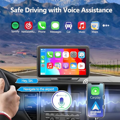 Carplay Screen for Car 7" with Wireless Apple CarPlay & Android Auto