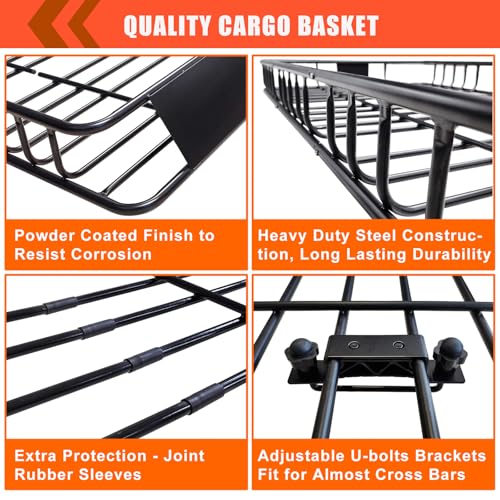 Roof Rack Rooftop Cargo Carrier Basket 65"*39"*6"+Waterproof Bag 20 Cu.Ft