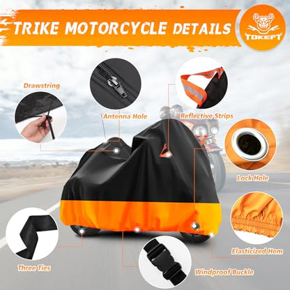 Trike Cover Heavy Duty Waterproof 3 Wheel Motorcycle Cover