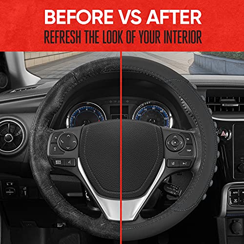 FlexGrip Gray Steering Wheel Cover for Cars