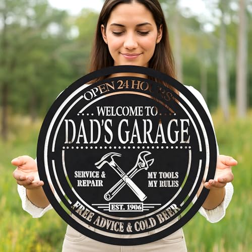 Custom Garage Workshop Metal Sign Personalized Tool Name Wall Art for Car Truck Mechanic Shop Decor Durable Steel Sign for Dad Husband Men’s Auto Workspace or Fence