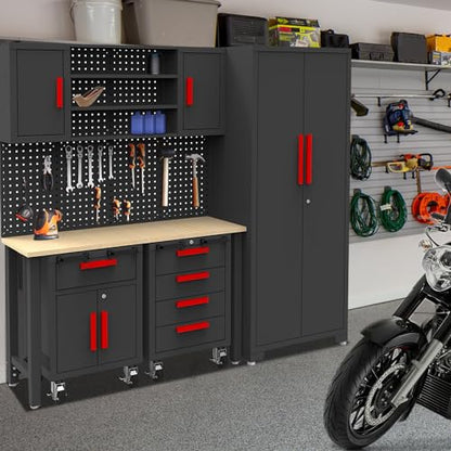 6 Pcs Garage Storage Cabinet System Garage Workshop Set