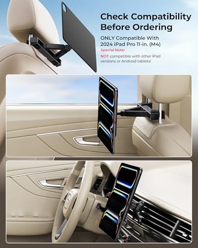 Magnetic iPad Holder for Car Headrest