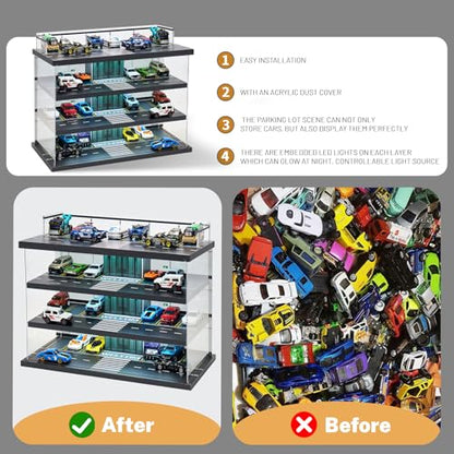 Display Case for Hot Wheels & Matchbox Cars with LED Light