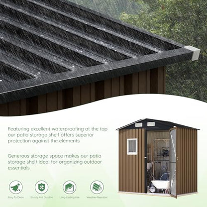 6X4FT Outdoor Steel Storage Shed with Lockable Doors