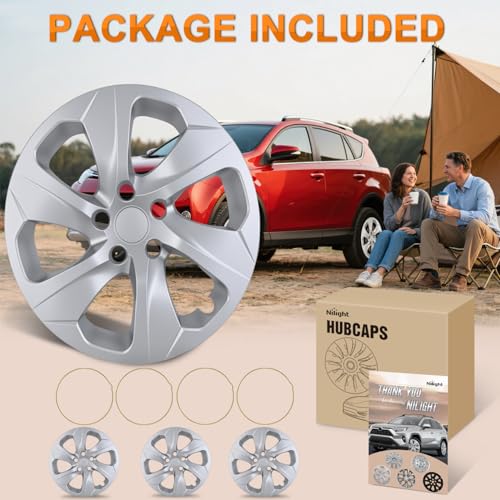 Wheel Cover Hubcaps 17 Inch Compatible for Toyota RAV4 2019 2020 2021 2022 2023 2024 2025 Hub Caps 17 inch Set of 4 Rim Covers Protector Wheel Replacement 42602 (4 Count)