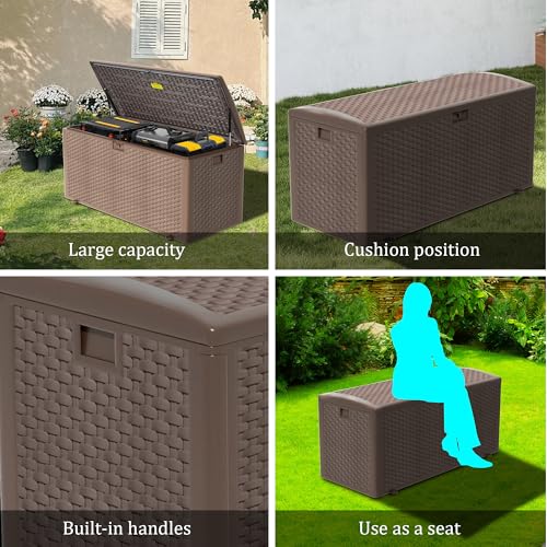 180 Pro Gallon Waterproof Outdoor Storage Bin Resin Deck Box for Patio