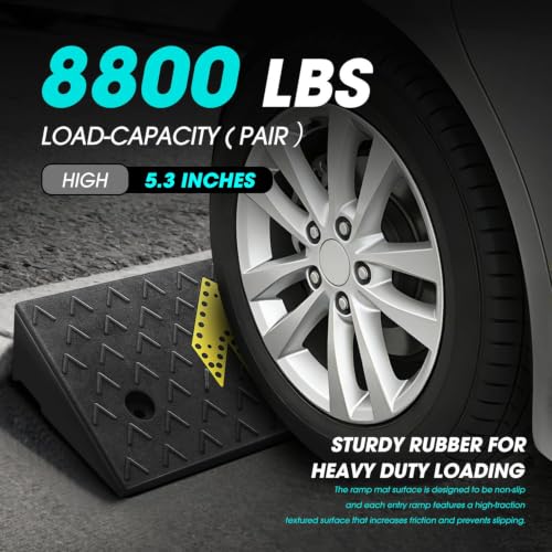 2pcs 5.3" Rise Rubber Arrow Curb Ramp Heavy Duty Loading Threshold Ramp 37.4" W x 13.8" D x 5.3" H for Loading Dock (2 Count)