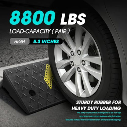 2pcs 5.3" Rise Rubber Arrow Curb Ramp Heavy Duty Loading Threshold Ramp 37.4" W x 13.8" D x 5.3" H for Loading Dock (2 Count)