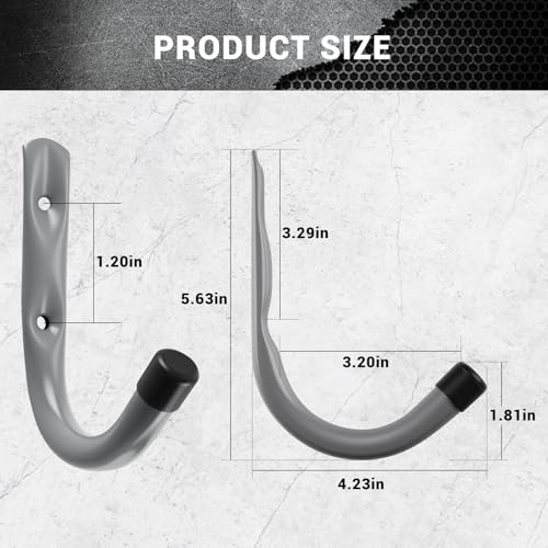 Garage Hooks 4 Inch Heavy Duty Steel J Hooks for Wall (12 Count)