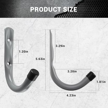 Garage Hooks 4 Inch Heavy Duty Steel J Hooks for Wall (12 Count)