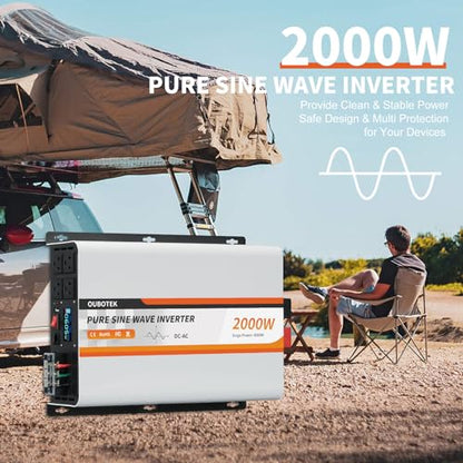 2000W Pure Sine Wave Inverter 24V DC to 120V AC Converter