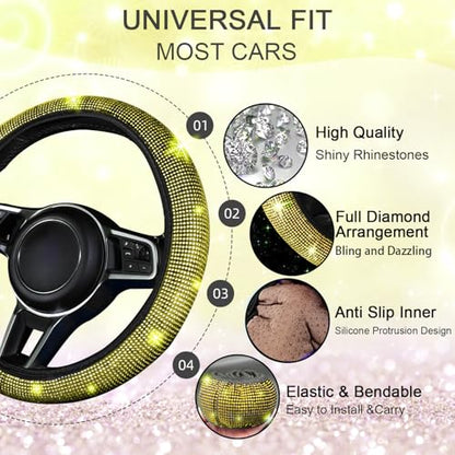 Bling Car Floor Mats Full Set and Steering Wheel Cover