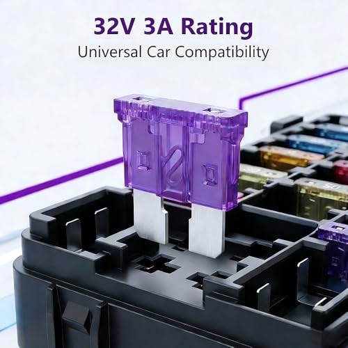 80Pcs) 3 Amp Standard Fuse, 3A Car Blade Fuses for Car/RV/Truck/SUV/Motorcycle/Boat
