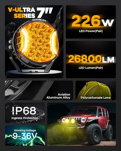 V Ultra Series 7 Inch Side Shooter Offroad Lights Round Amber Pods