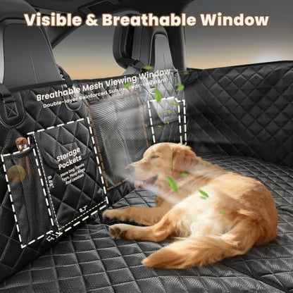 Hard Bottom Dog Car Seat Cover for Back Seat with Door Protector