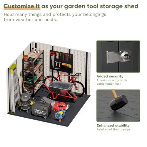8x8 FT Resin Outdoor Storage Shed with Floor