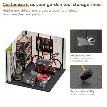 8x8 FT Resin Outdoor Storage Shed with Floor