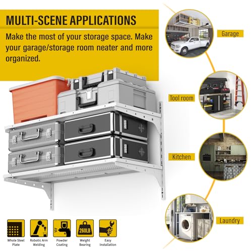 2 Tier 1.3x3ft Garage Shelving Wall Mounted