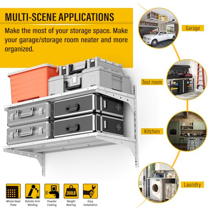 2 Tier 1.3x3ft Garage Shelving Wall Mounted