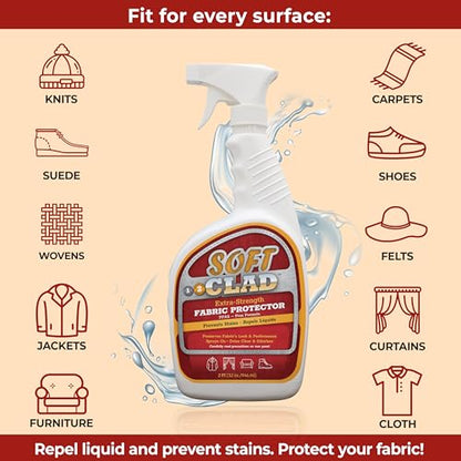 Extra Strength Fabric Protector Spray Prevents Stains and Repels Liquids. SoftClad Guards Furniture (32 Fl Oz)