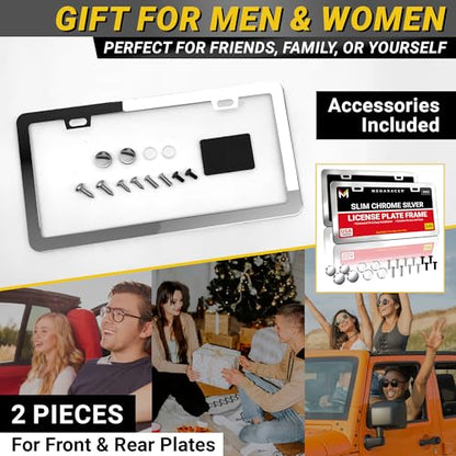 Premium Slim Mirror Chrome License Plate Frames