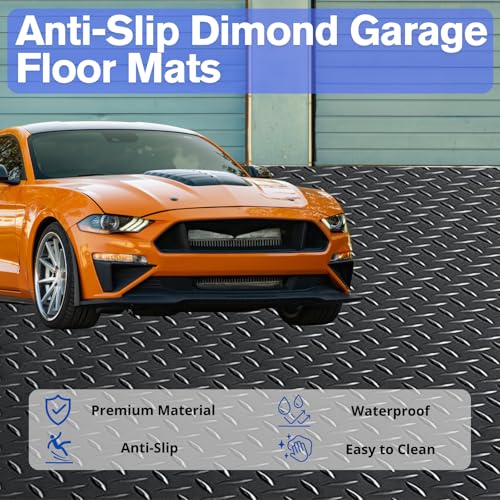 4x6FT Flooring Roll Diamond Plate Rubber Garage Floor Mat