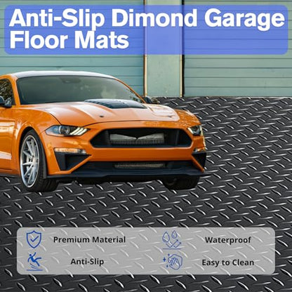 4x6FT Flooring Roll Diamond Plate Rubber Garage Floor Mat