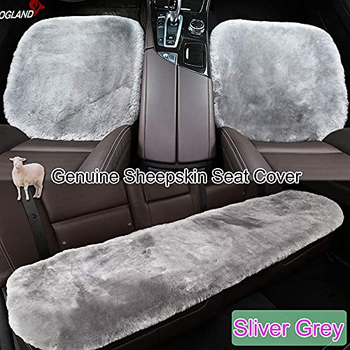 Gray Genuine Sheepskin Car Seat Cover for Fuzzy Fur Wool Cushion