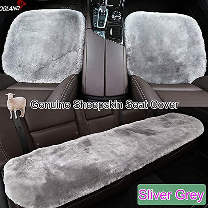 Gray Genuine Sheepskin Car Seat Cover for Fuzzy Fur Wool Cushion