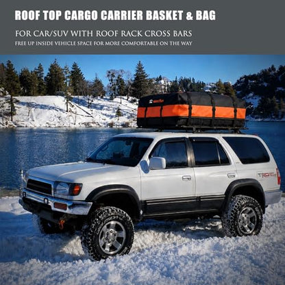 Roof Rack Rooftop Cargo Carrier Basket 65"*39"*6"+Waterproof Bag 20 Cu.Ft