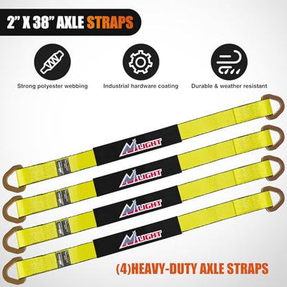 2" x 38" Axle Tie Down Straps with D (4 Count)