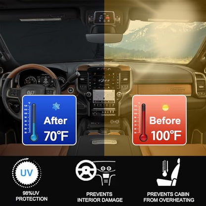 2026 Upgrade Front Windshield Sunshade Fit for Dodge RAM 1500 2010